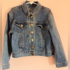 Disney Encanto floral back  blue jean jacket size S 6/6x